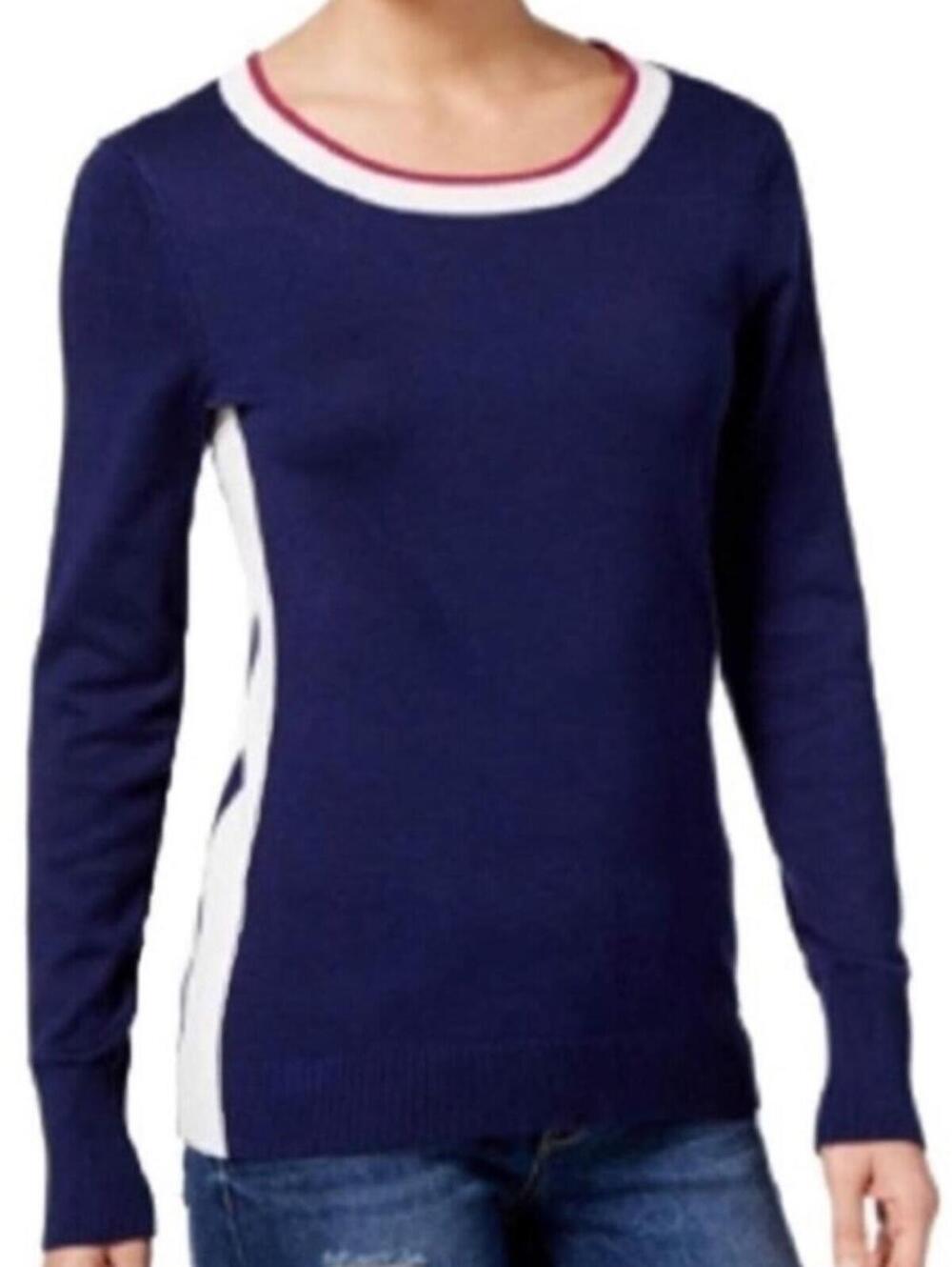 Hippie Rose / Side Stripe Knit Sweater / Navy